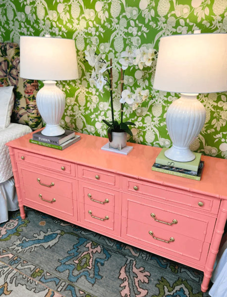 Vintage Seven Drawer Thomasville Allegro Faux Bamboo Dresser Available for Lacquer! - Hibiscus House