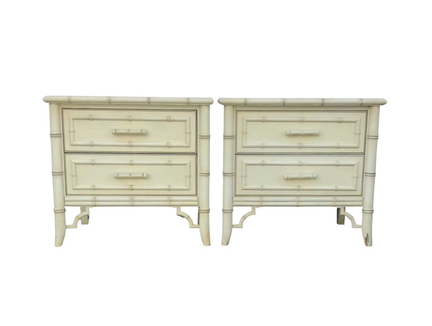 Vintage Dixie Aloha Faux Bamboo Nightstand Pair Available for Custom Lacquer!