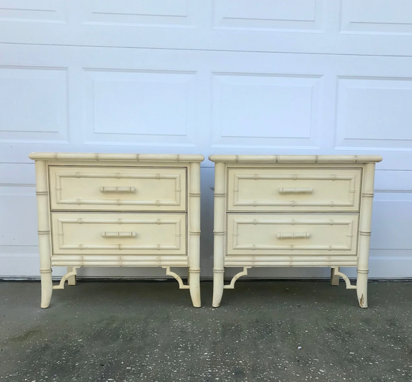 Vintage Dixie Aloha Faux Bamboo Nightstand Pair Available for Custom Lacquer!