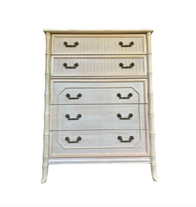 Broyhill Faux Bamboo Five Drawer Tallboy Chest Available for Custom Lacquer!