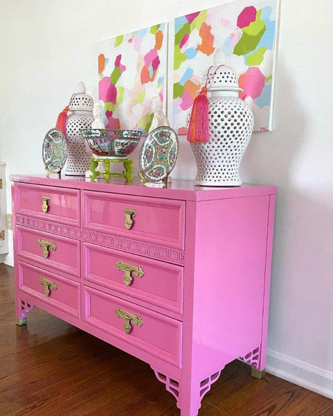 Vintage Dixie Shangri-La Seven Drawer Dresser Available for Custom Lacquer! - Hibiscus House