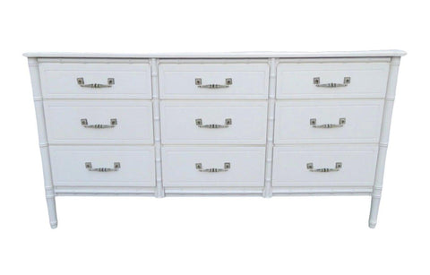 Vintage Faux Bamboo Nine Drawer Dresser Available for Custom Lacquer - Hibiscus House