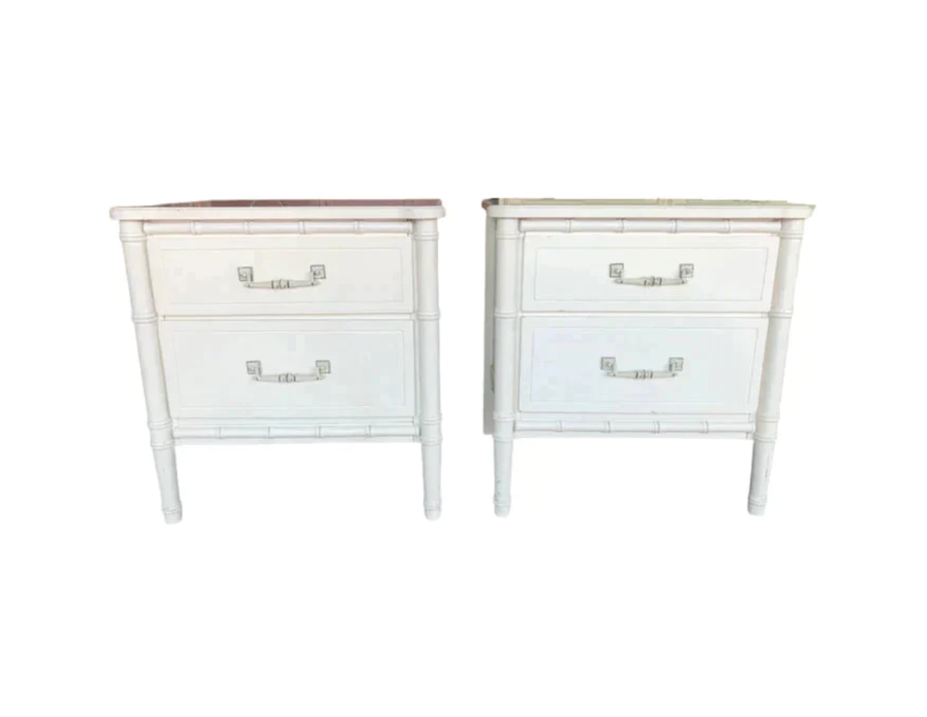 Pair of Classic Vintage Faux Bamboo Nightstands Available for Custom Lacquer