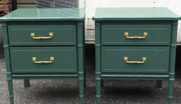 Pair of Classic Vintage Faux Bamboo Nightstands Available for Custom Lacquer