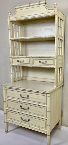 Vintage Henry Link Bali Hai Faux Bamboo Chest with Hutch Available for Custom Lacquer - Hibiscus House