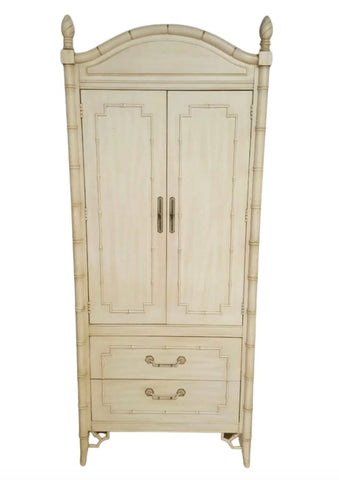 Vintage Thomasville Allegro Collection Faux Bamboo Armoire Available for Custom Lacquer! - Hibiscus House