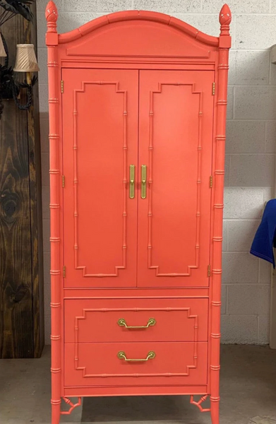 Vintage Thomasville Allegro Collection Faux Bamboo Armoire Available for Custom Lacquer!