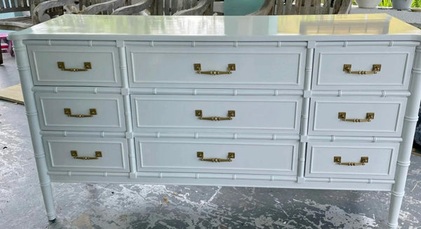 Henry Link Faux Bamboo Bali Hai Collection Triple Dresser Available for Custom Lacquer! - Hibiscus House