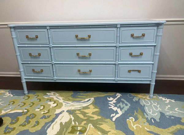 Henry Link Faux Bamboo Bali Hai Collection Triple Dresser Available for Custom Lacquer! - Hibiscus House