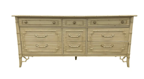 Vintage Thomasville Allegro Faux Bamboo Nine Drawer Dresser Available for Custom Lacquer - Hibiscus House