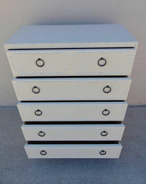 Vintage Drexel Kensington Faux Bamboo Five Drawer Tallboy Chest Available For Custom Lacquer! - Hibiscus House