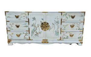 Vintage Korean Tansu Chinoiserie Style Credenza with Butterfly Hardware Available for Custom Lacquer - Hibiscus House