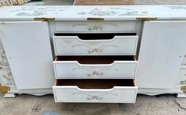 Vintage Korean Tansu Chinoiserie Style Credenza with Butterfly Hardware Available for Custom Lacquer
