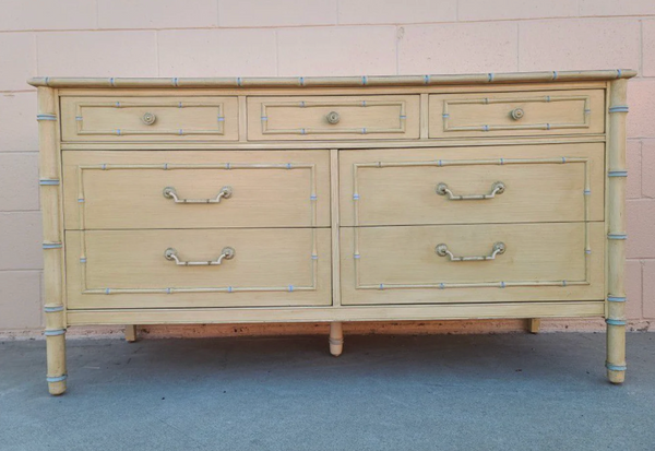 Vintage Thomasville Allegro Faux Bamboo Seven Drawer Dresser Available for Lacquer! - Hibiscus House