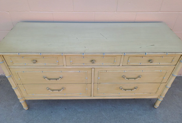 Vintage Thomasville Allegro Faux Bamboo Seven Drawer Dresser Available for Lacquer! - Hibiscus House