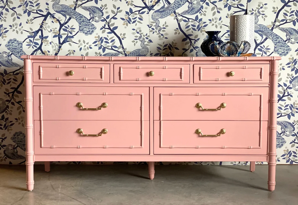 Vintage Thomasville Allegro Faux Bamboo Seven Drawer Dresser Available for Lacquer! - Hibiscus House
