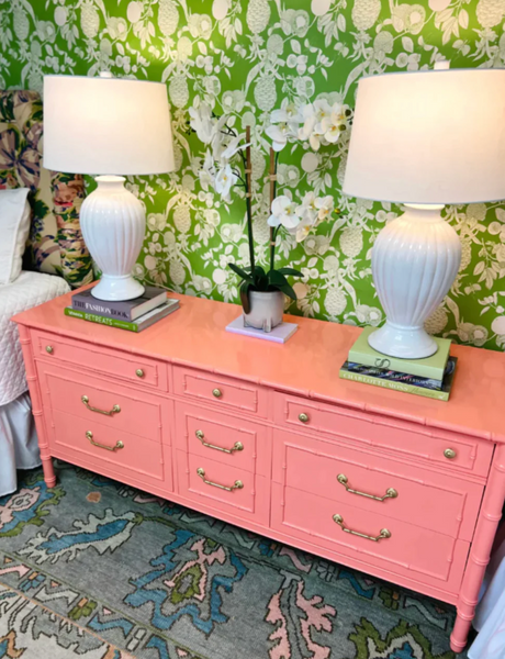 Vintage Thomasville Allegro Faux Bamboo Seven Drawer Dresser Available for Lacquer! - Hibiscus House