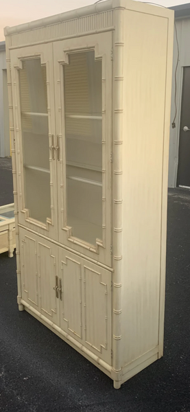 Vintage Thomasville Furniture Faux Bamboo China Cabinet Available for Custom Lacquer!
