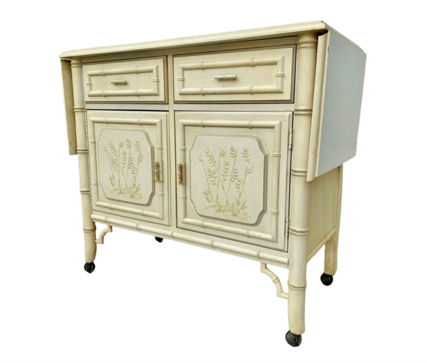Vintage Dixie Aloha Collection Faux Bamboo Pop-Up Server Available for Custom Lacquer - Hibiscus House