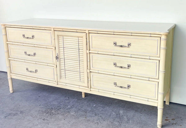 Vintage Henry Link Bali Hai Faux Bamboo Dresser with Center Door available for Custom Lacquer - Hibiscus House