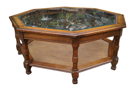 Vintage Faux Bamboo Octagon Glass Top Coffee Table Available and Ready for Lacquer - Hibiscus House