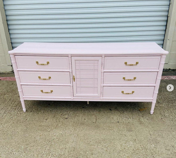 Vintage Henry Link Bali Hai Bamboo Dresser with Center Door available for Custom Lacquer - Hibiscus House