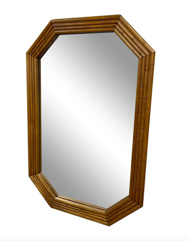 Vintage Lea Furniture Faux Bamboo Octagonal Mirror Available for Custom Lacquer