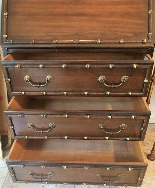 Vintage Faux Bamboo Secretary by Jasper Furniture Available for Custom Lacquer!