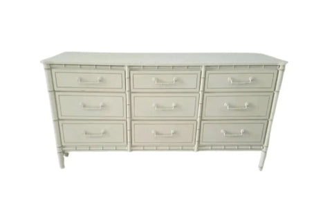 Vintage Nine Drawer Faux Bamboo Classic Dresser Available for Custom Lacquer - Hibiscus House