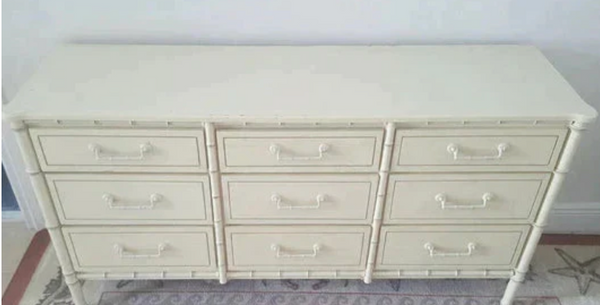 Vintage Nine Drawer Faux Bamboo Classic Dresser Available for Custom Lacquer
