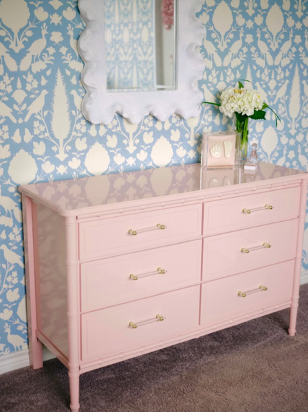 Vintage Classic Six-Drawer Faux Bamboo Double Dresser Available for Lacquer for Customization!