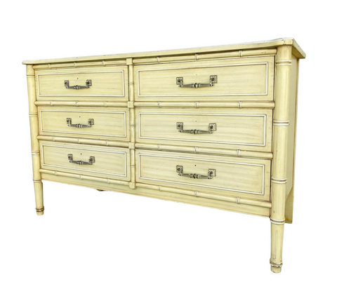 Vintage Henry Link Bali Hai Double Six Drawer Dresser Available to Customize