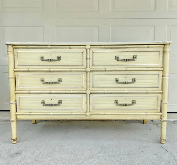Vintage Henry Link Bali Hai Double Six Drawer Dresser Available to Customize