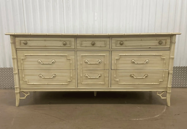 Vintage Thomasville Allegro Faux Bamboo Nine Drawer Dresser Available for Custom Lacquer! - Hibiscus House