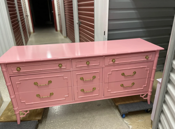 Vintage Thomasville Allegro Faux Bamboo Nine Drawer Dresser Available for Custom Lacquer!