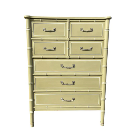 Vintage Henry Link Bali Hai Collection Faux Bamboo Tallboy Chest Available to Customize