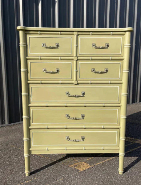 Vintage Henry Link Bali Hai Collection Faux Bamboo Tallboy Chest Available to Customize - Hibiscus House