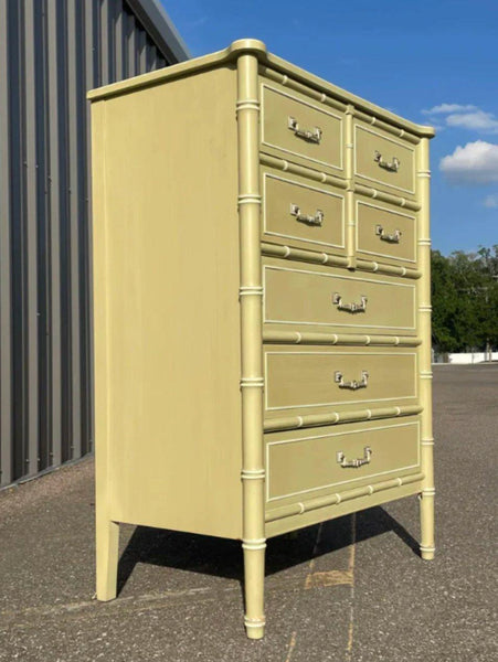 Vintage Henry Link Bali Hai Collection Faux Bamboo Tallboy Chest Available to Customize - Hibiscus House