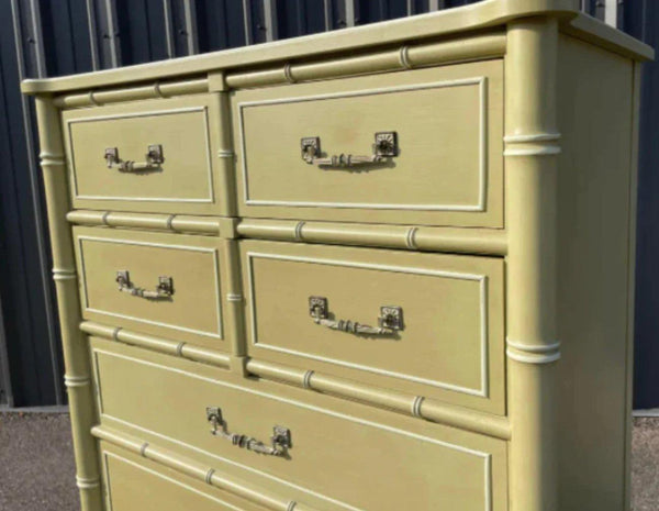 Vintage Henry Link Bali Hai Collection Faux Bamboo Tallboy Chest Available to Customize - Hibiscus House