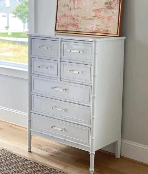 Vintage Henry Link Bali Hai Collection Faux Bamboo Tallboy Chest Available to Customize - Hibiscus House