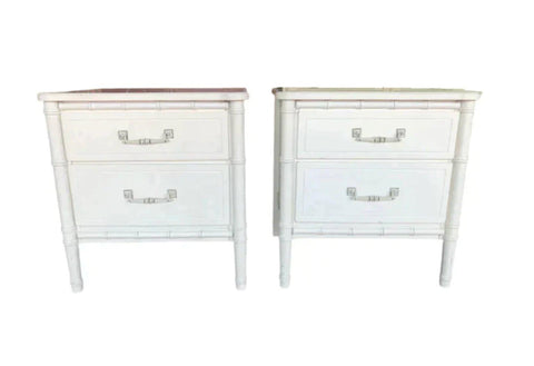 Pair of Classic Vintage Faux Bamboo Nightstands Available to Customize! - Hibiscus House