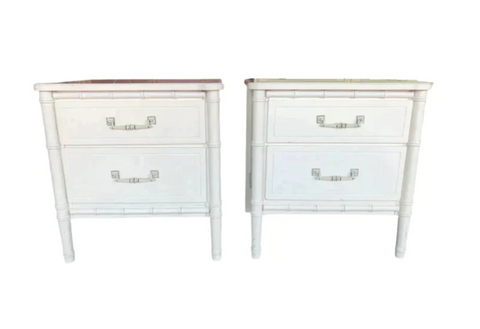Pair of Classic Vintage Faux Bamboo Nightstands Available to Customize!