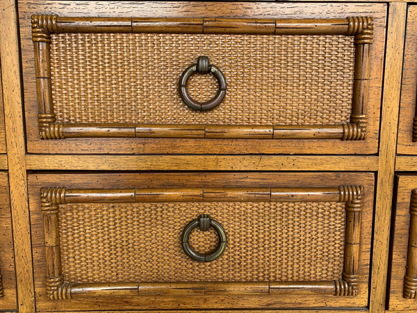 Vintage Thomasville Faux Bamboo Paoletti Collection Nine Drawer Dresser Available for Custom Lacquer