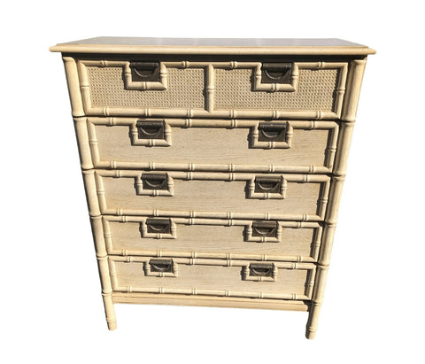 Vintage Stanley Style Faux Bamboo Tallboy Chest Available to Customize! - Hibiscus House