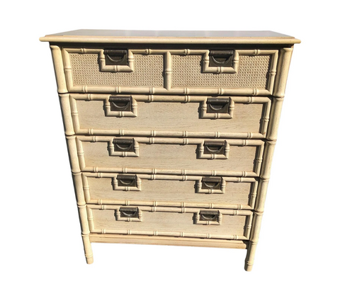 Vintage Stanley Style Faux Bamboo Tallboy Chest Available to Customize!