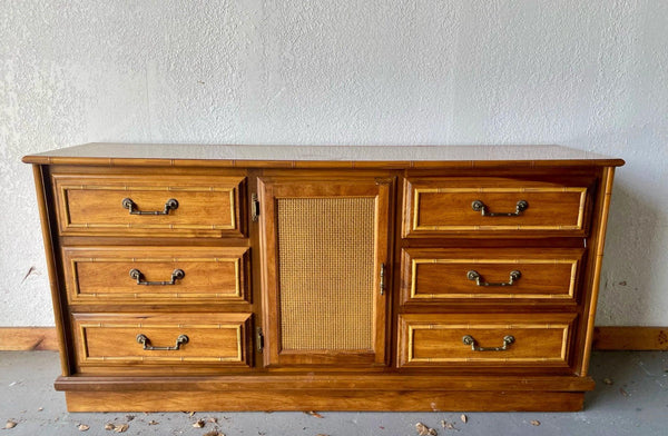 Vintage Faux Bamboo and Cane Credenza Available for Customization - Hibiscus House