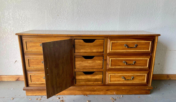 Vintage Faux Bamboo and Cane Credenza Available for Customization - Hibiscus House