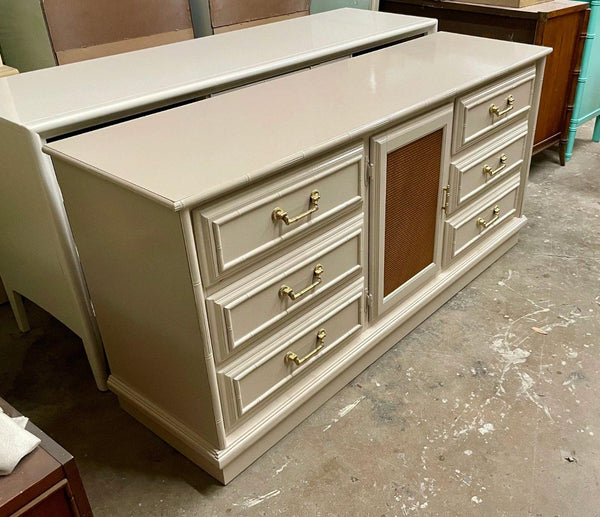 Vintage Faux Bamboo and Cane Credenza Available for Customization - Hibiscus House