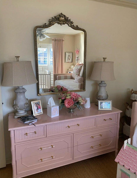 Vintage Broyhill Furniture Seven Drawer Faux Bamboo Dresser Available to Customize - Hibiscus House