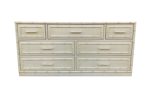 Vintage Dixie Furniture Company "Aloha" Seven Drawer Faux Bamboo Dresser Available for Custom Lacquer!